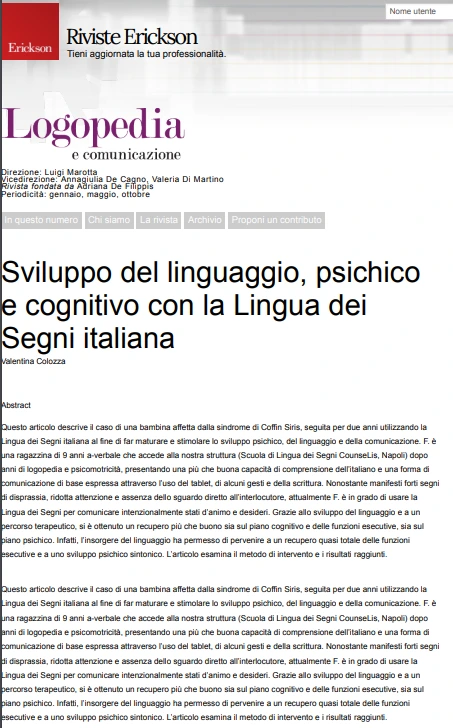 Sviluppo del linguaggio, psichico e cognitivo con la Lingua dei Segni italiana