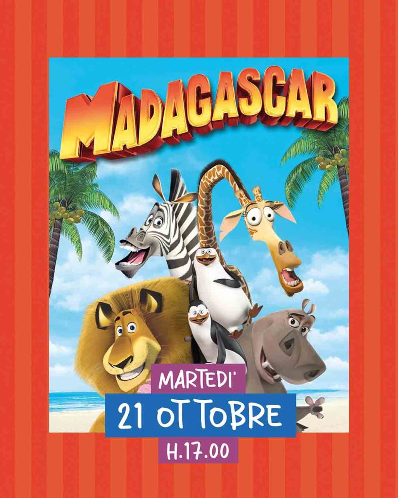 Piccolo cinema 21 ottobre proiezione "Madagascar" con visione assistite con schede CAA