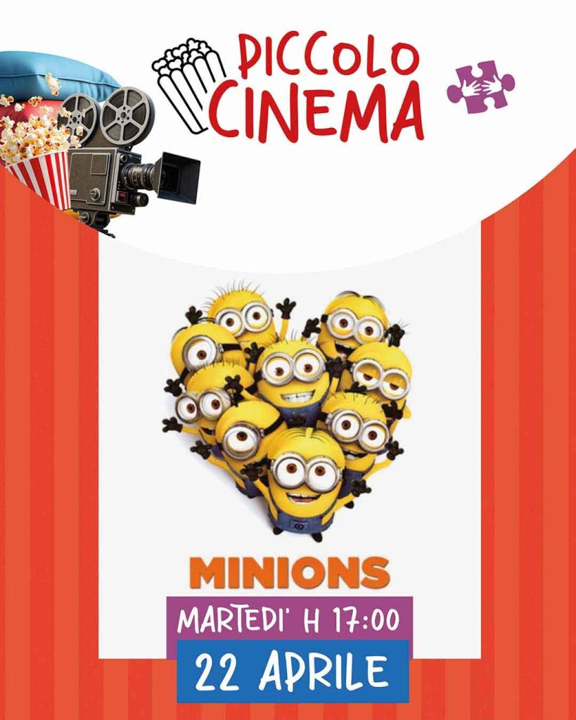 Piccolo cinema 22 aprile proiezione "Minions" con visione assistite con schede CAA
