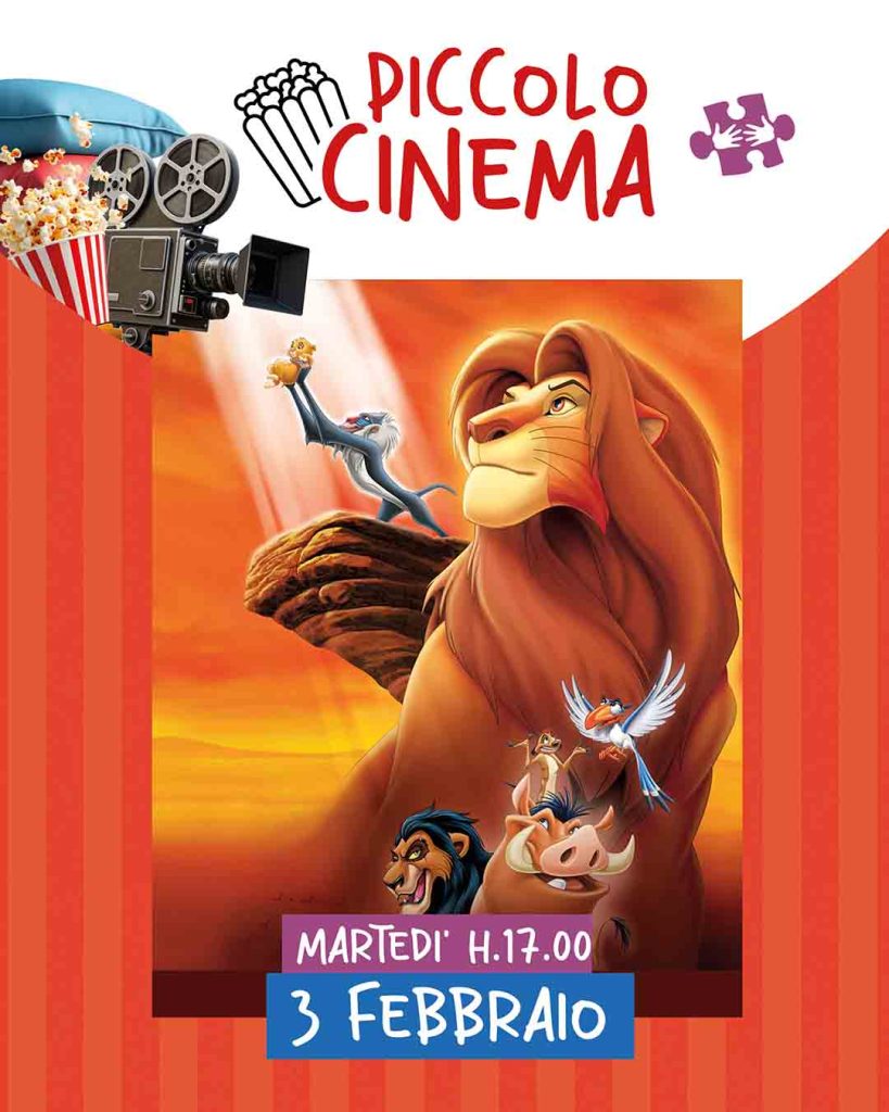 Piccolo cinema 3 febbraio proiezione "Il Re Leone" con visione assistite con schede CAA
