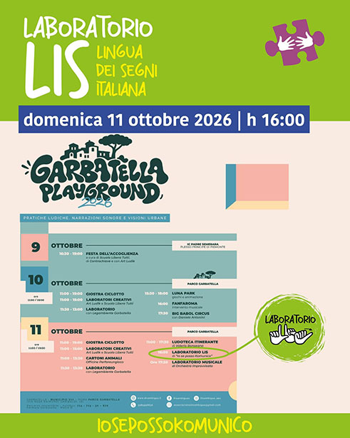 Laboratorio LIS a Garbatella Playground, 11 ottobre ore 16